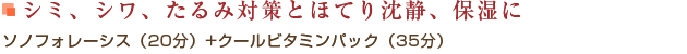 シミ、シワ、たるみ対策とほてり沈静、保湿に
